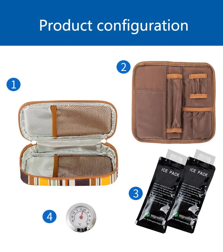 Mega Insulin Cooler Box – Portable Medium-Sized Insulated Travel Case for Diabetics with Nylon Fabric & Aluminum Foil Lining