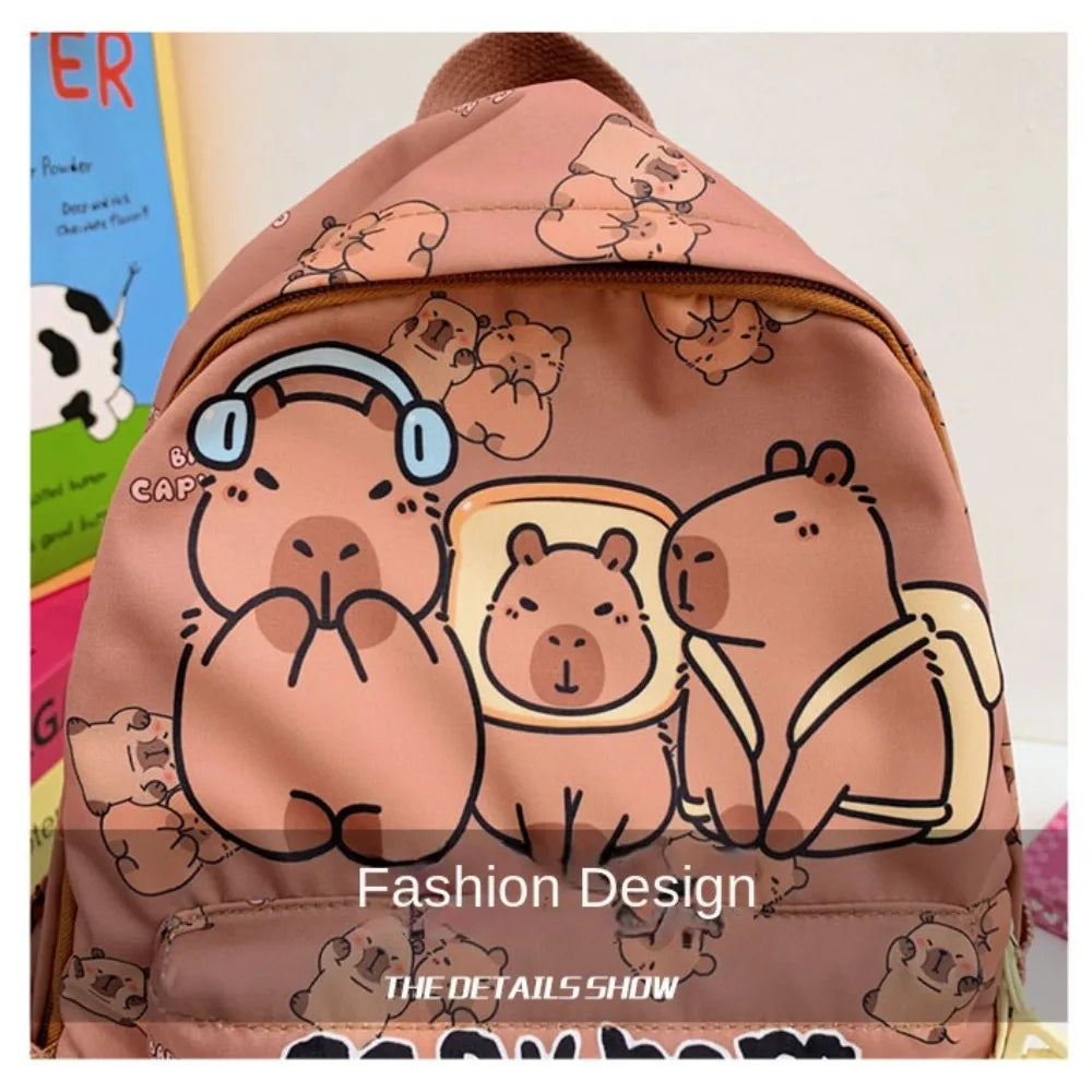Cute Capybara Backpack | Large Capacity, Breathable Nylon Schoolbag for Students, Women & Girls, Ultra-Light Book Bag