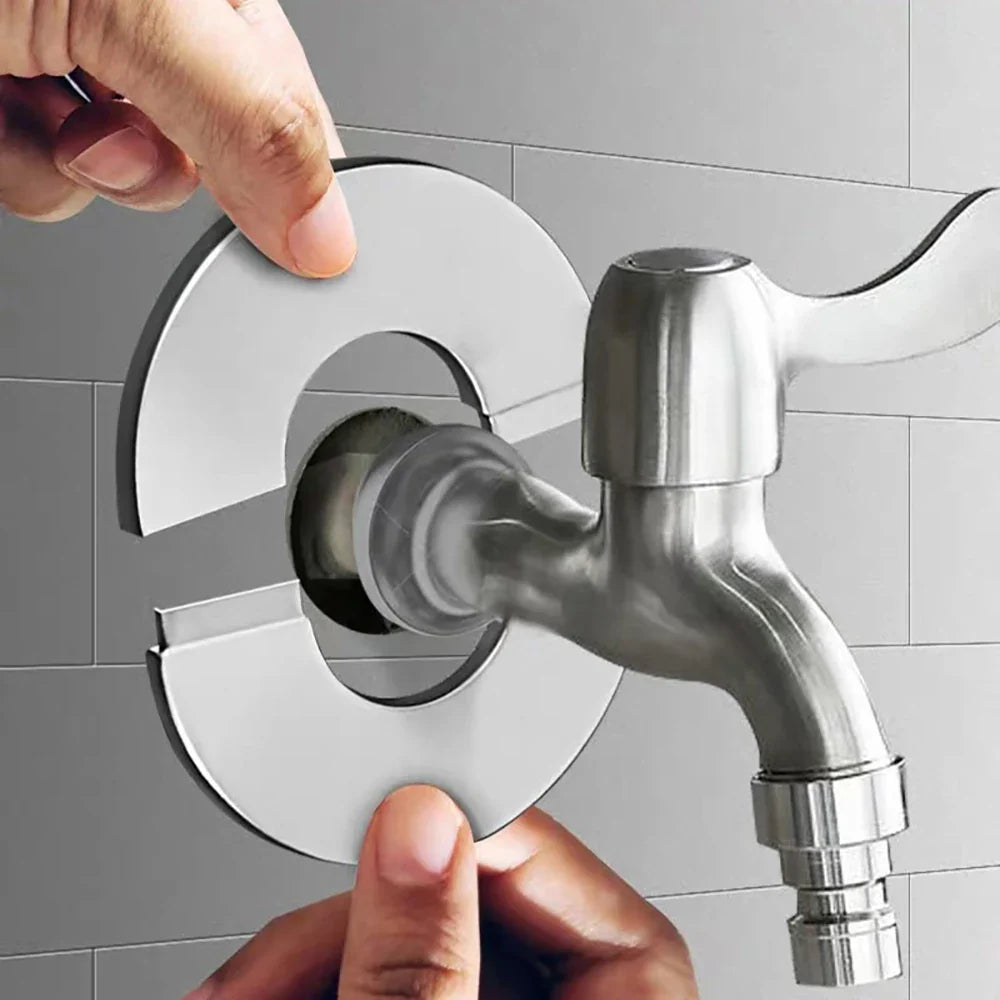 4/1Pcs Stainless Steel Faucet Decorative Cover – Self-Adhesive Shower Pipe Wall Trim for Bathroom & Kitchen Faucet Accessories