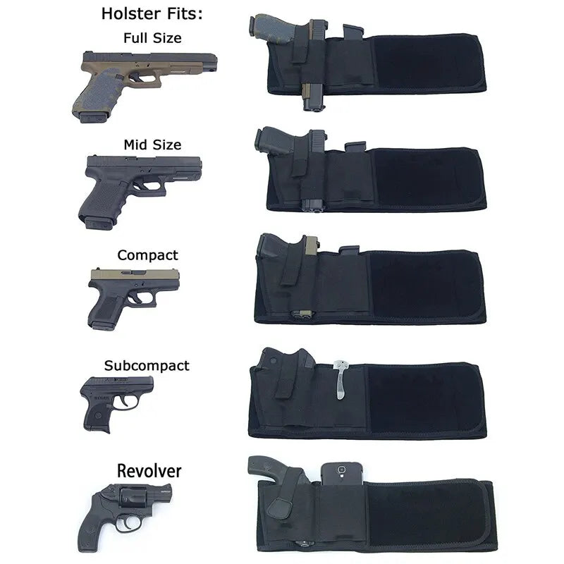 Tactical Concealed Carry Belly Holster Waist Band Belt – Portable Hidden Gun Holster for Outdoor Hunting & Self Defense