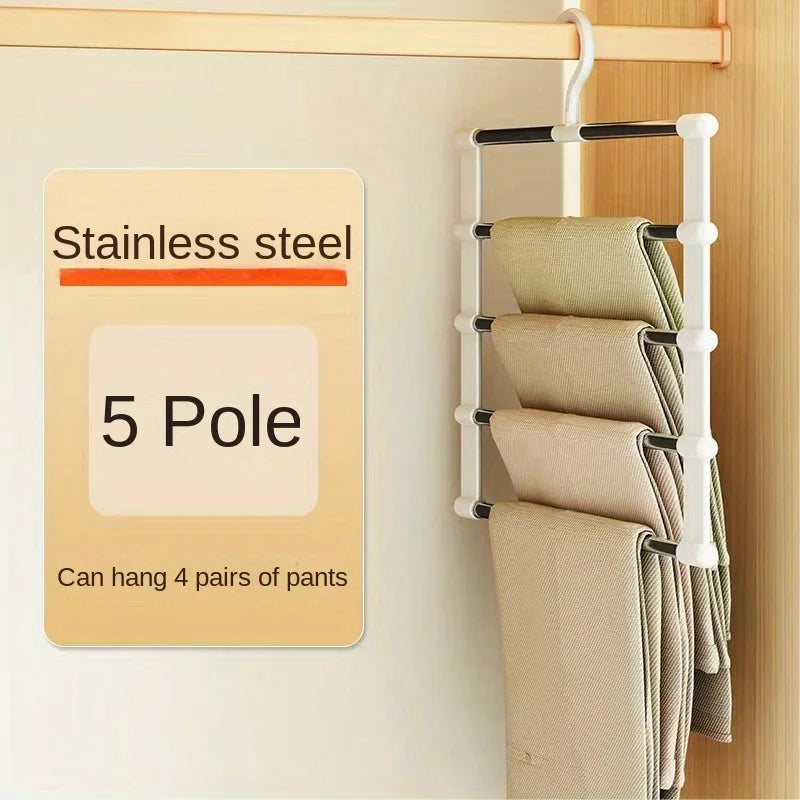 Foldable Stainless Steel Pants Hangers – Space-Saving Closet Organizer for Jeans, Leggings & Trousers   2/2