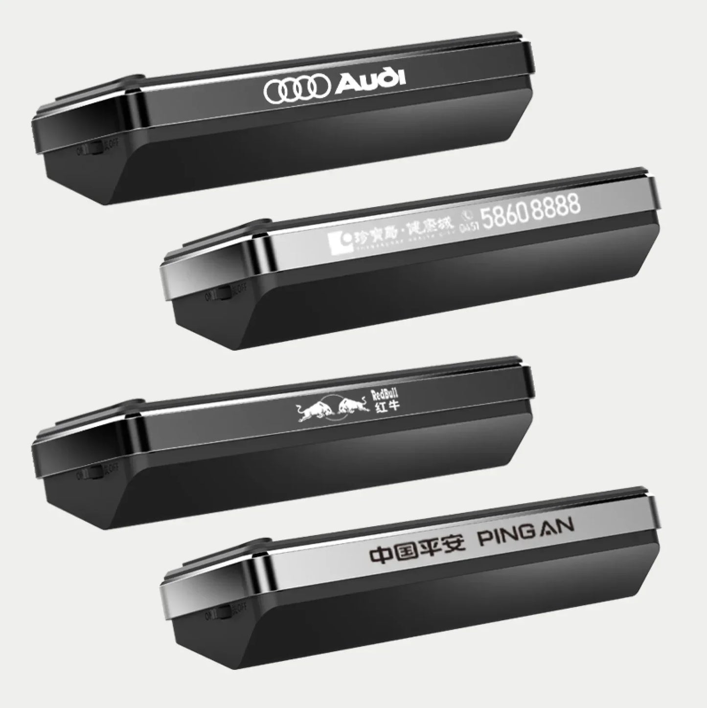 Solar LED Car Phone Number Plate — Hidden Temporary Parking Card with Multi-Number Display
