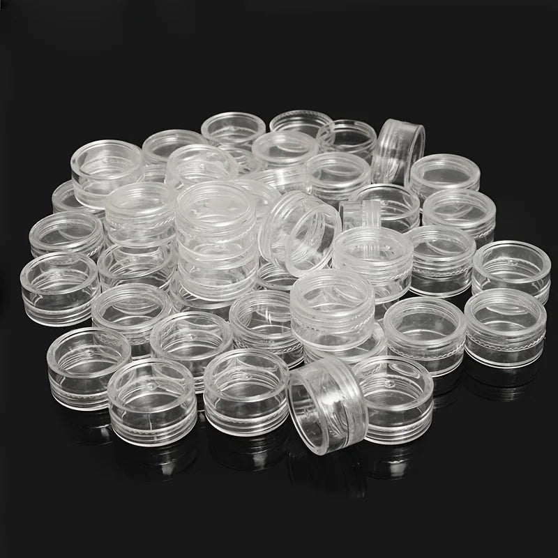 50Pcs Transparent Plastic Jewelry & Bead Storage Box Set – Small Round Containers for Makeup & Organizer