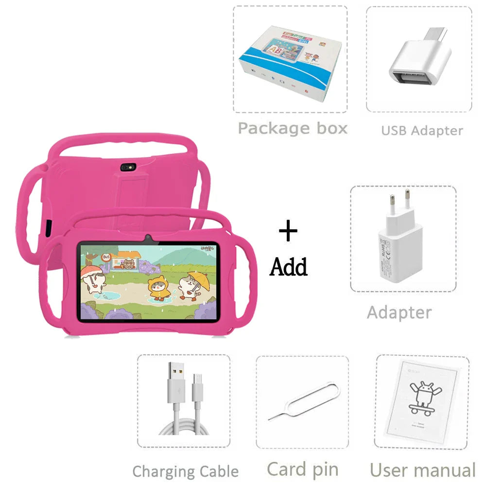 2024 New 5G WiFi Children's Tablet – 4GB RAM, 64GB ROM, Quad-Core, Dual Camera, 4000mAh, Android 13, Portable Mini Tablet
