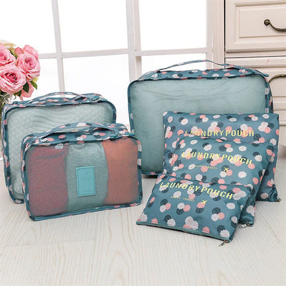 6PCS Travel Storage Bag Set – Clothes Organizer, Wardrobe Pouches & Packing Cubes for Suitcases
