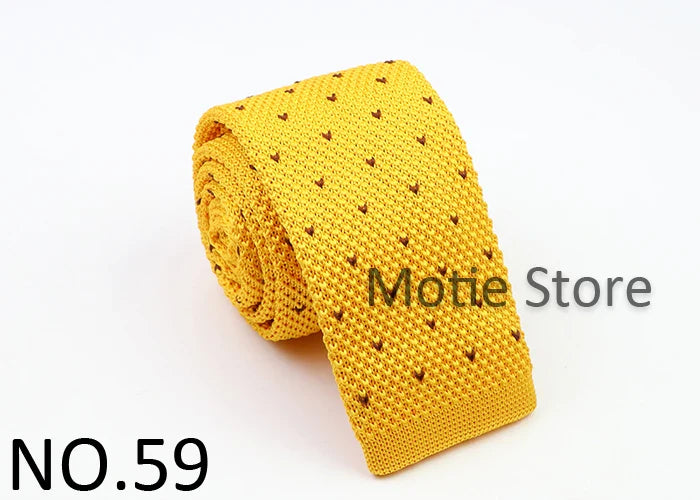 Classic Knit Neck Tie for Men — 6cm Plaid & Dots Casual Business Wedding Tie