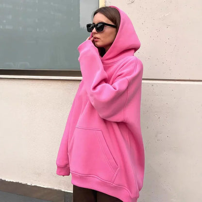 Oversized Hoodie Sweatshirt — Unisex Loose Fit, Drop Shoulder, Cuffed Sleeve Winter Casual Sportswear