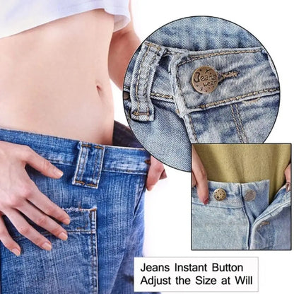 10Pcs No-Sew Metal Jeans Buttons – Removable Nail-Free Waist Adjust Buckles for Pants