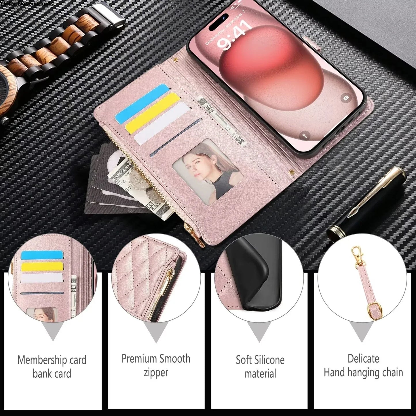 Lanyard Flip Leather Case for Xiaomi – Zipper Wallet & Card Cover for Redmi Note 13/12/12S/11/11S/10/10S/9S/9 Pro/13C/12 Poco X5/M6 Pro