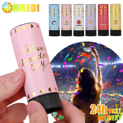 Mini Hand-Held Confetti Popper Cannon: Festive Party Decor for Birthday, Wedding, and Christmas