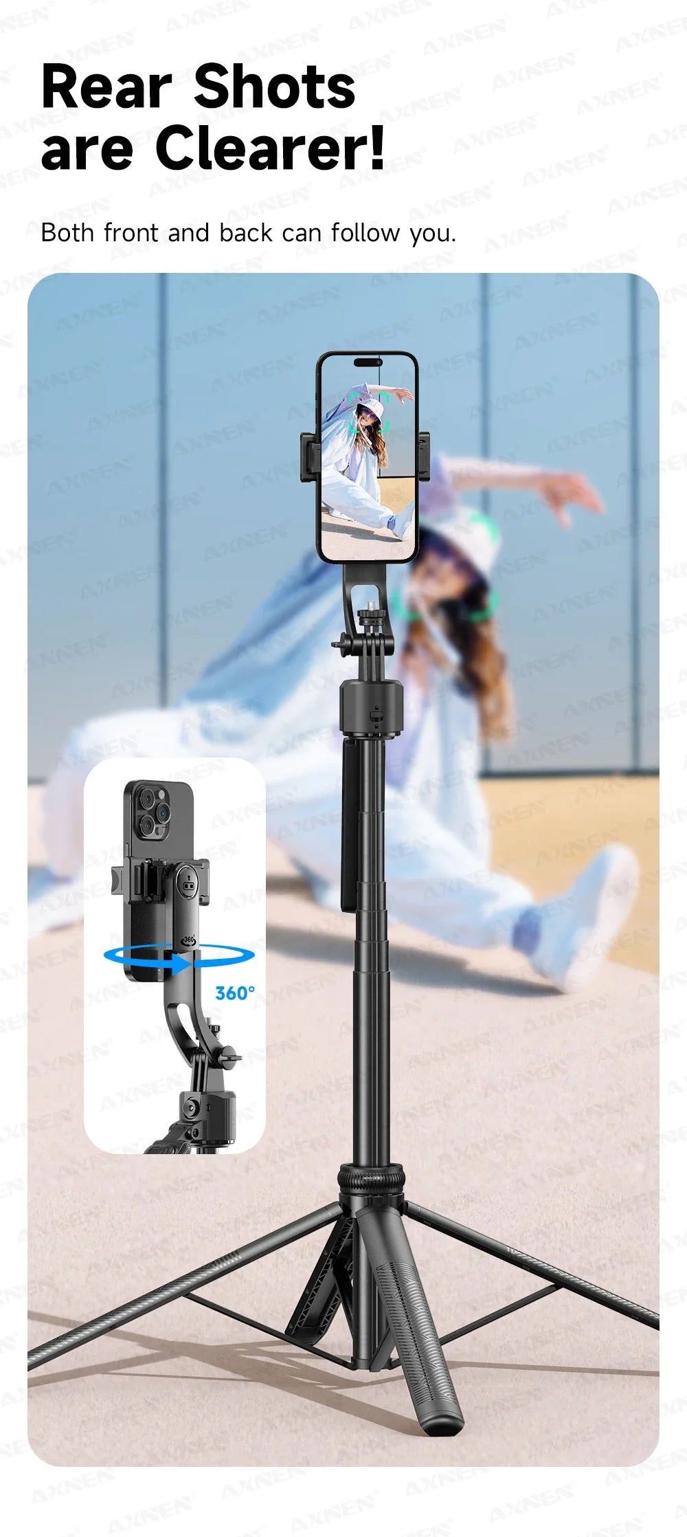 C17 AI Smart Gimbal Tripod – Foldable 360° Selfie Stick with Auto Face Tracking Quadruped Mobile Phone Holder