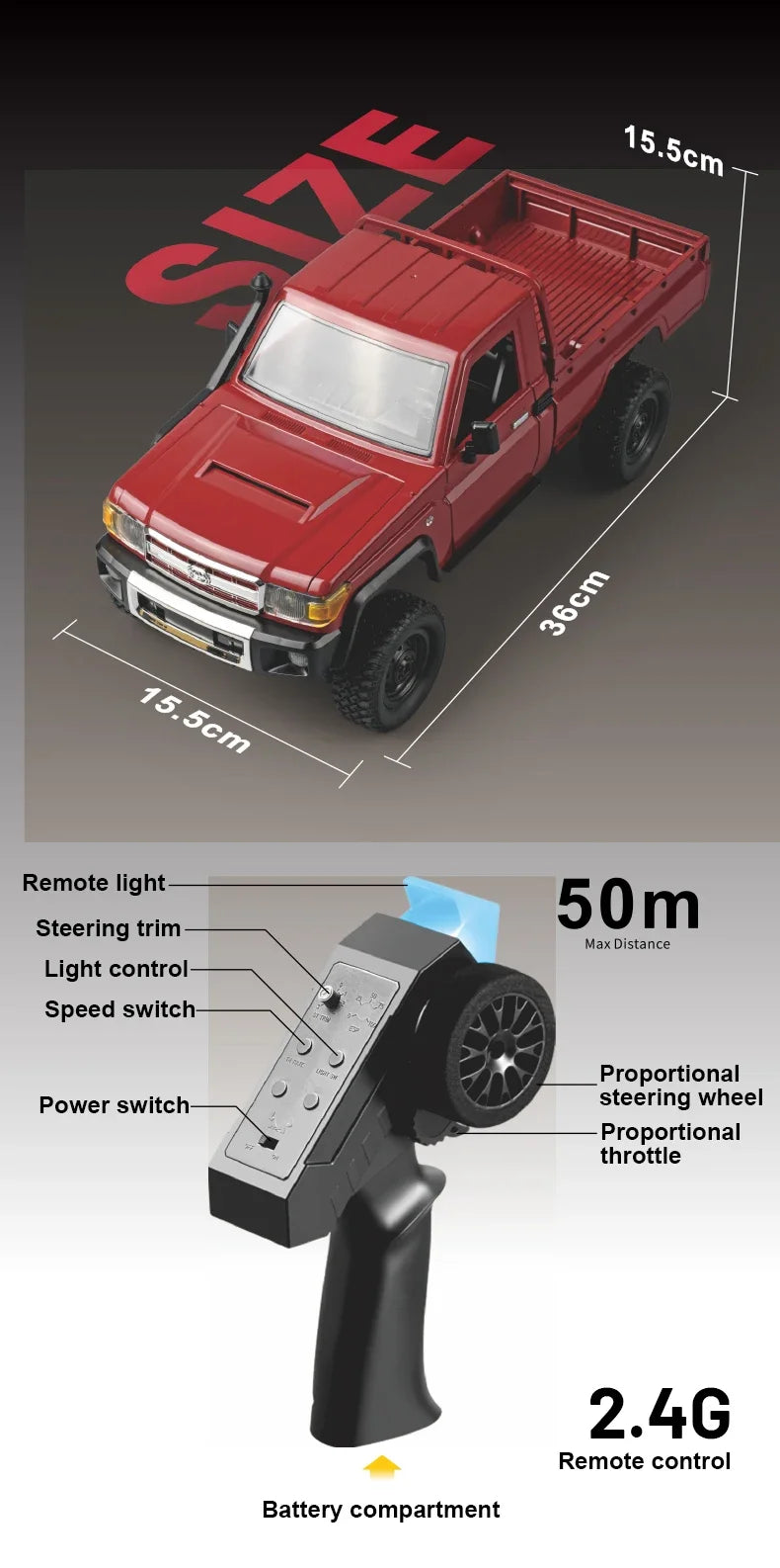 MN82 Pro RC Off-Road Vehicle — 1:12 Scale 4WD Climbing Car for Toyota LC79 Simulation
