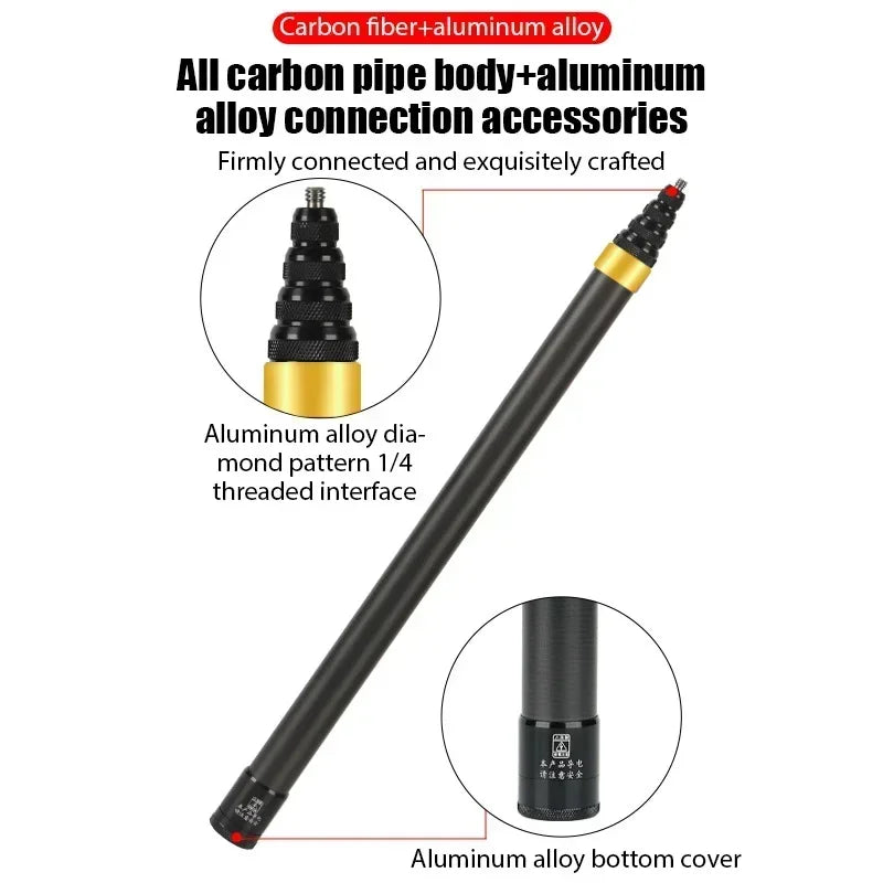 Carbon Fiber Invisible Extended Selfie Stick – 300CM for Insta360 X3, GO3, DJI, GoPro, Action Camera Accessories