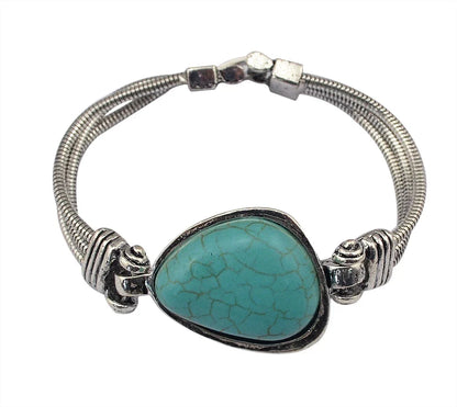 Gypsy Boho Tibetan Turquoise Bracelet for Women & Men – Vintage Elastic Ethnic Bangle Jewelry