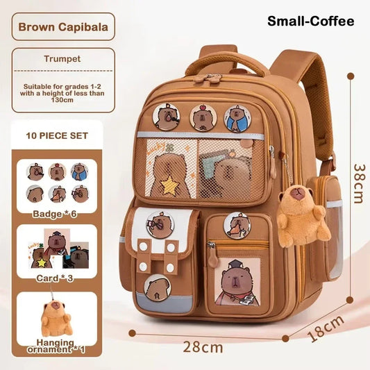 Capybara Waterproof School Backpack | Large Capacity, Ergonomic Straps for Students, Spine-Friendly Gift Bag