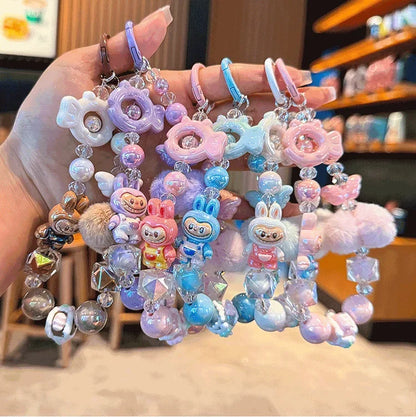 New Rabbit Hairball Beaded Mobile Phone Chain — Cute Cartoon Lanyard & Bag Pendant, Popular Gift Phone Charm for Girls
