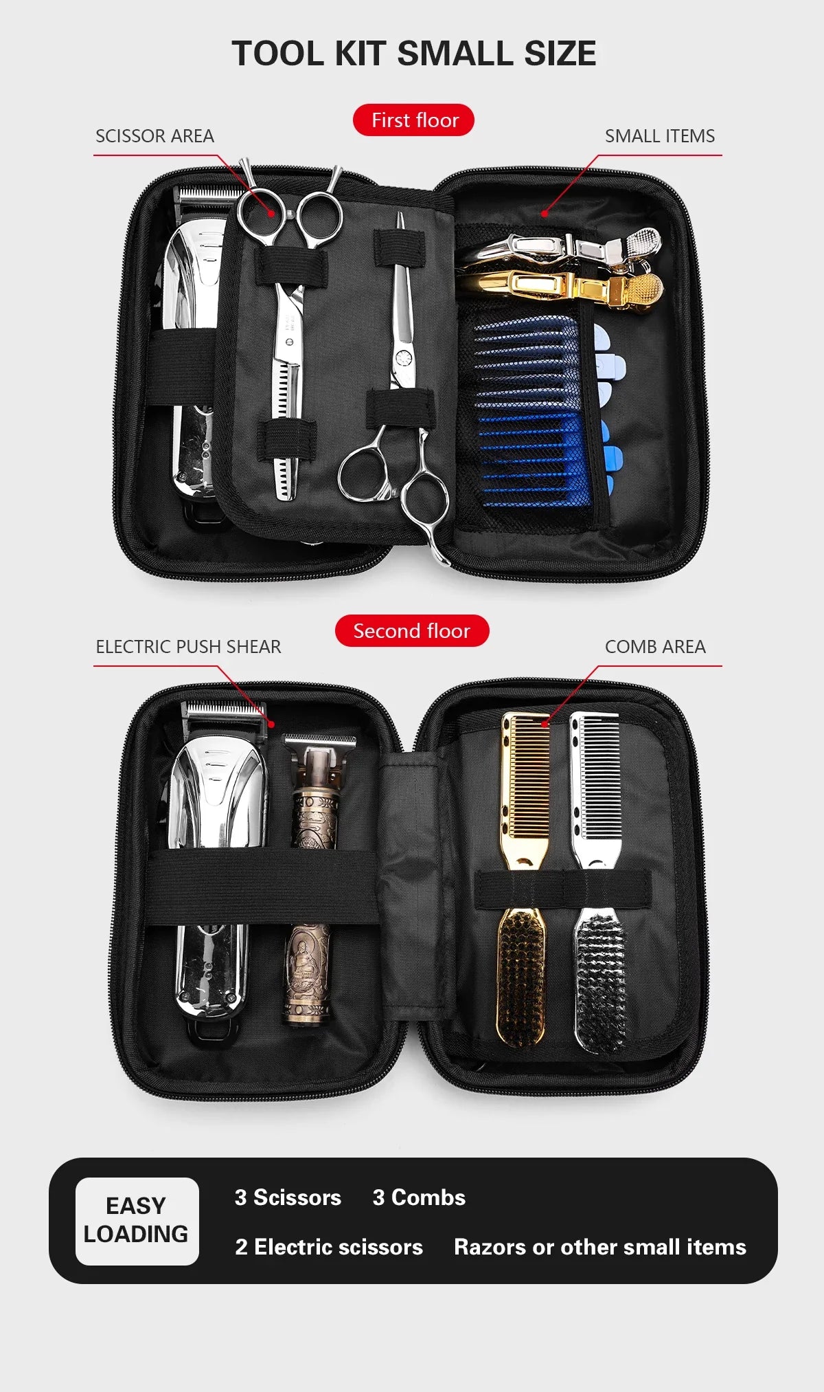 BARBERTOP Waterproof Tools Storage Bag – Hair Clipper, Scissors, Shaving Kits & Haircut Accessories Organizer Box