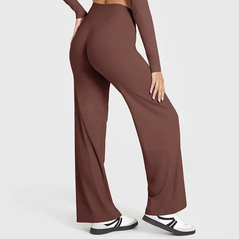Women’s Ultra Soft Butter Yoga Pants – Mid Waist Straight Leg Sports Trousers for Gym, Pilates & Running