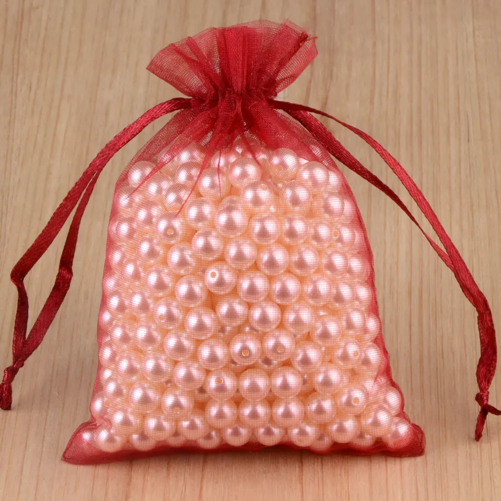 100pcs Organza Gift Bags – 7×9, 9×12, 10×15, 13×18cm Wedding & Jewelry Pouches