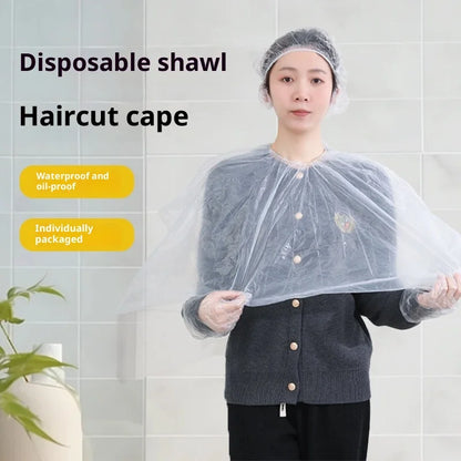 50PCS Disposable Waterproof Hair Salon Capes – Barber Perm & Hair Dye Neck Shawl Cutting Bib 100x100cm