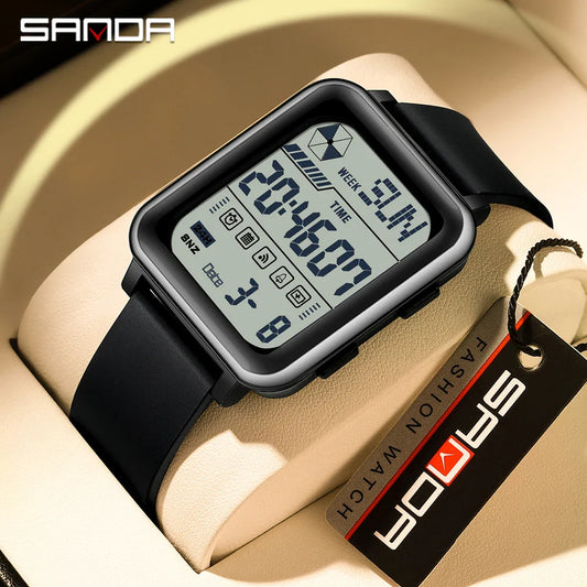 SANDA Digital Military Watch for Men – Luxury LED Stopwatch, Waterproof, Top Brand Electronic Wristwatch, Gift 6159