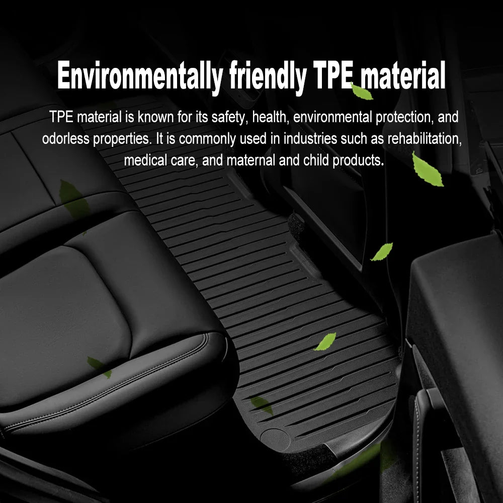 Tesla Model Y Juniper 2025+ TPE Floor Mats Set – Premium All-Weather Cargo & Trunk Liner, Wear-Resistant Car Interior Foot Protection Mats