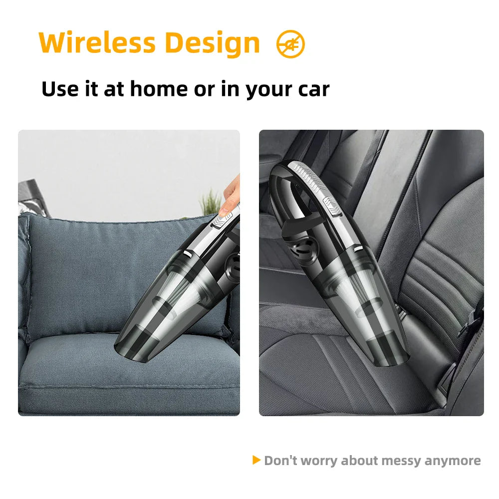 Wireless Handheld Vacuum Cleaner – Powerful Cyclone Suction, Rechargeable Quick-Charge for Car, Home & Pet Hair
