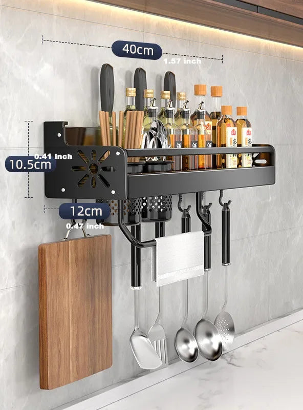 Kitchen Knife & Spice Holder – Stand Organizer with Spoon, Chopsticks Rest and Hanging Storage Rack
