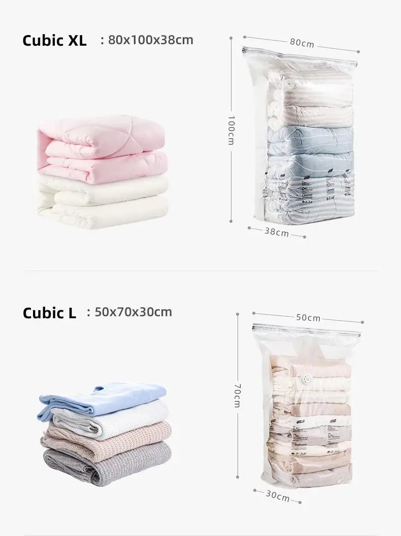 New Patented Vacuum Storage Bags – Large Plastic Bags for Clothes, Blankets, Compression, Travel Accessories