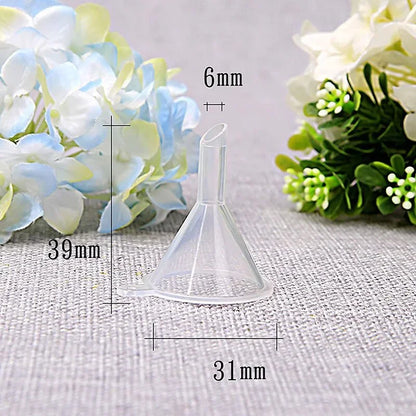 10-Piece Mini Plastic Funnels — Small Funnels for Essential Oil Bottles, Empty Lip Gloss Tubes, Perfume Bottles