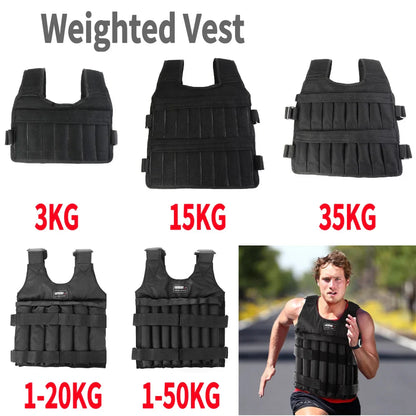 Adjustable Weight Training Vest — 3/15/35kg Fitness Running Jacket for Workout & Jogging