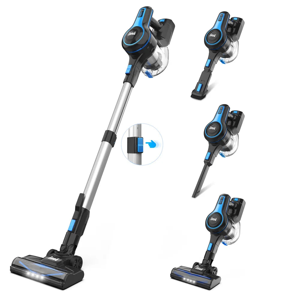 INSE Cordless Vacuum Cleaner – 20Kpa Lightweight Stick Vacuum with 2200mAh Battery for Hard Floors, Carpets, Hair & Car Cleaning