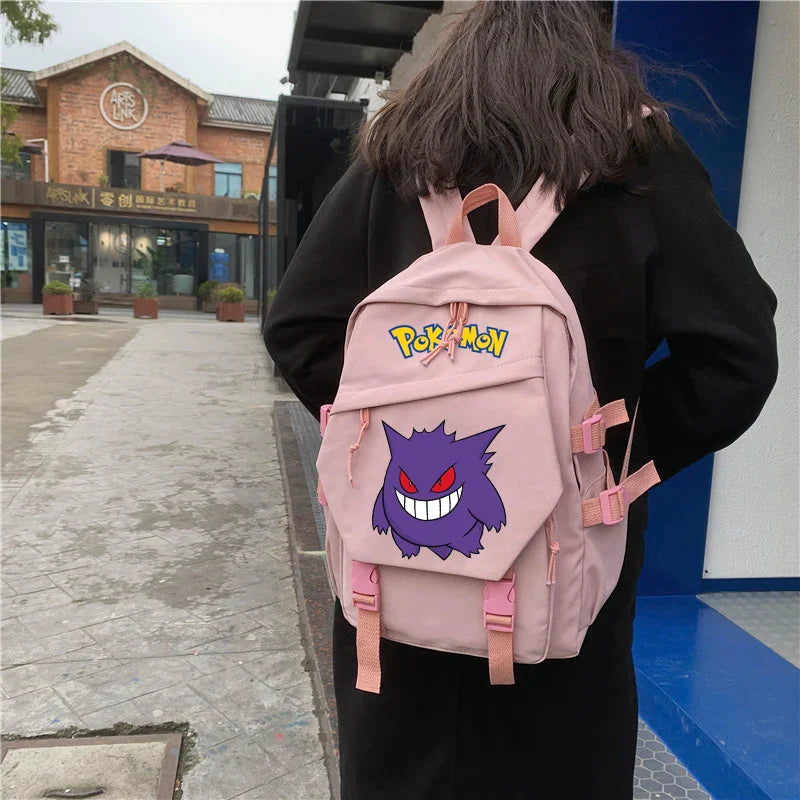 Pokemon Waterproof Women’s Backpack – Pikachu, Gengar, Snorlax Schoolbag for Girls & Students