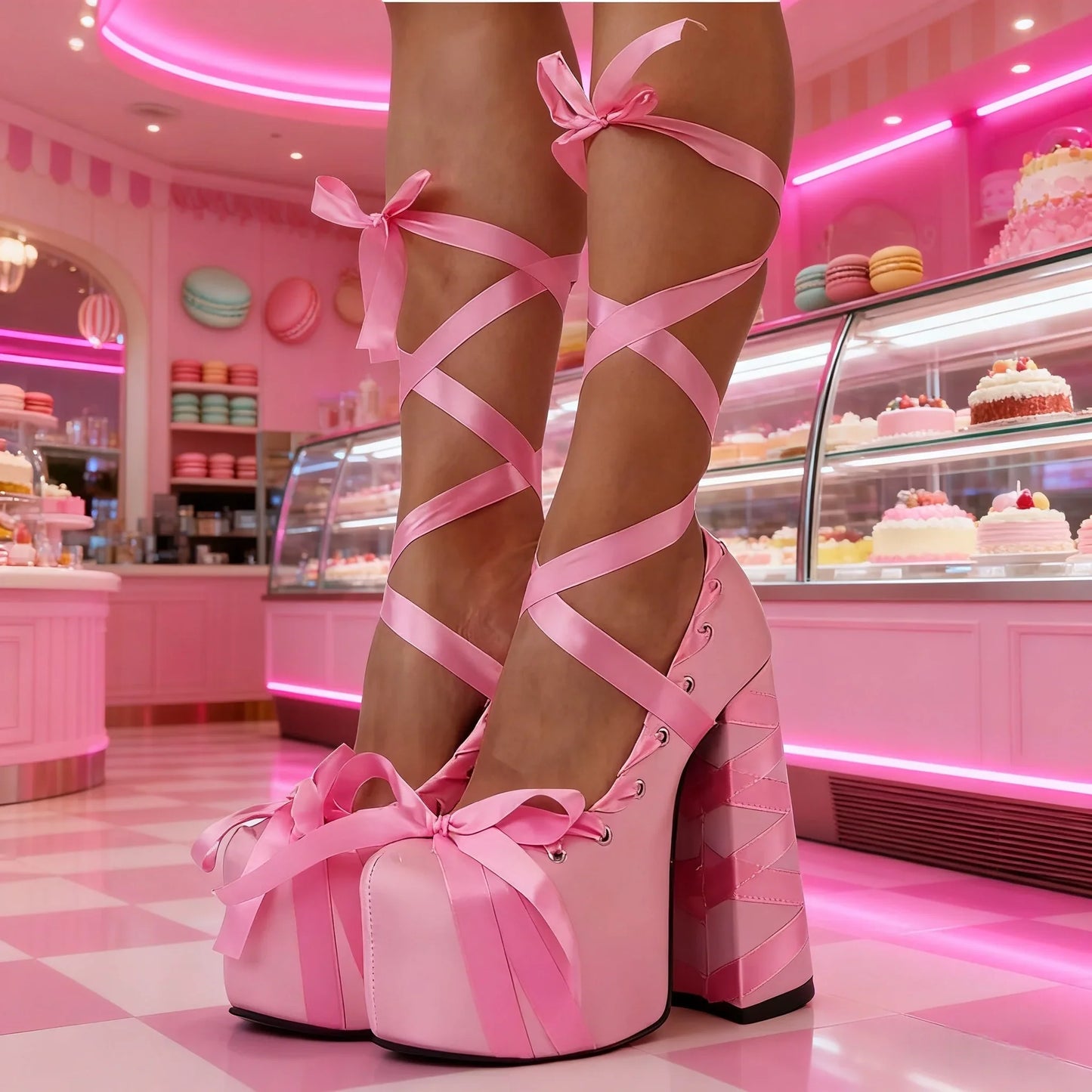 Chunky Heel Lolita Platform Pumps – Cute Ankle Strap Statement Shoes for Parties & Themed Events, Size 47