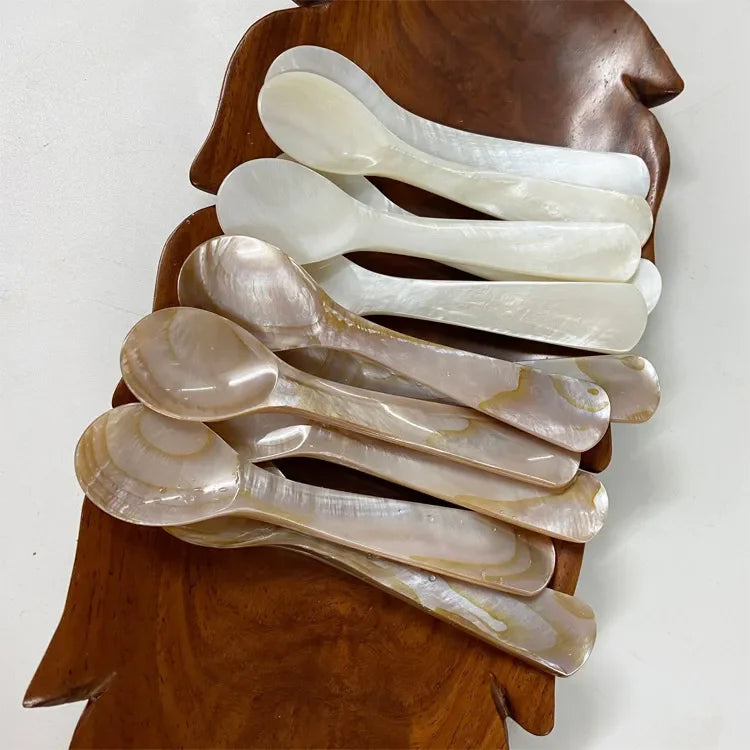 Mother of Pearl Shell Spoon 9-13CM — Natural Seashell Stirring Spoon for Coffee & Desserts
