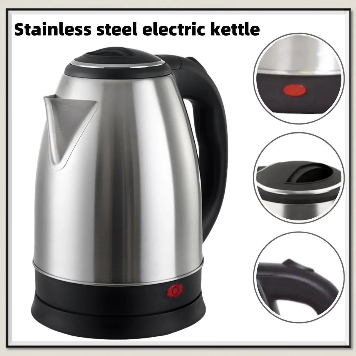 2L Travel Electric Kettle | Stainless Steel Portable Water Boiler for Tea, Coffee & Kitchen