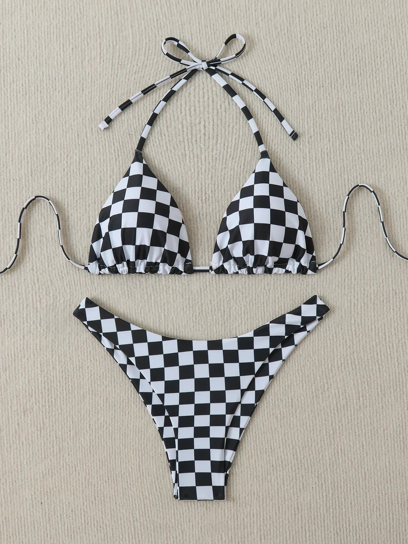 Retro Floral Print Bikini Set - Women's High Waisted Lace Up 2 Piece Summer Swimsuit Beachwear