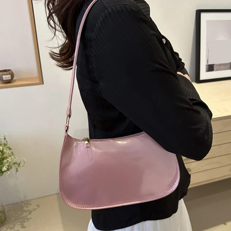 Retro Solid Color PU Leather Shoulder Bag – Fashion Women's Handbag, Casual Designer Hobo Underarm Bag