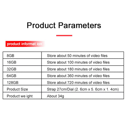 8-256GB Video Mini Camera Watch – Audio Voice Recorder Wristband with USB Flash Drive & Noise Reduction