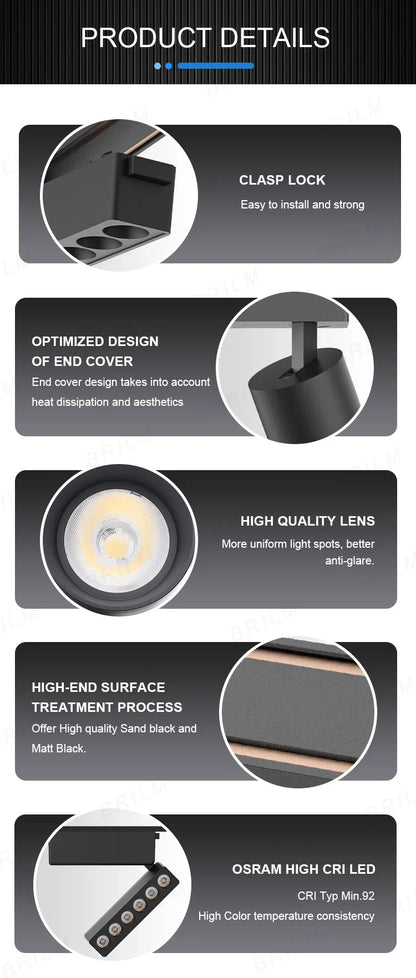 Ultra-Thin 6mm Magnetic Track Light – Dimmable LED Spot Lamp with Smart Tuya Zigbee Gateway