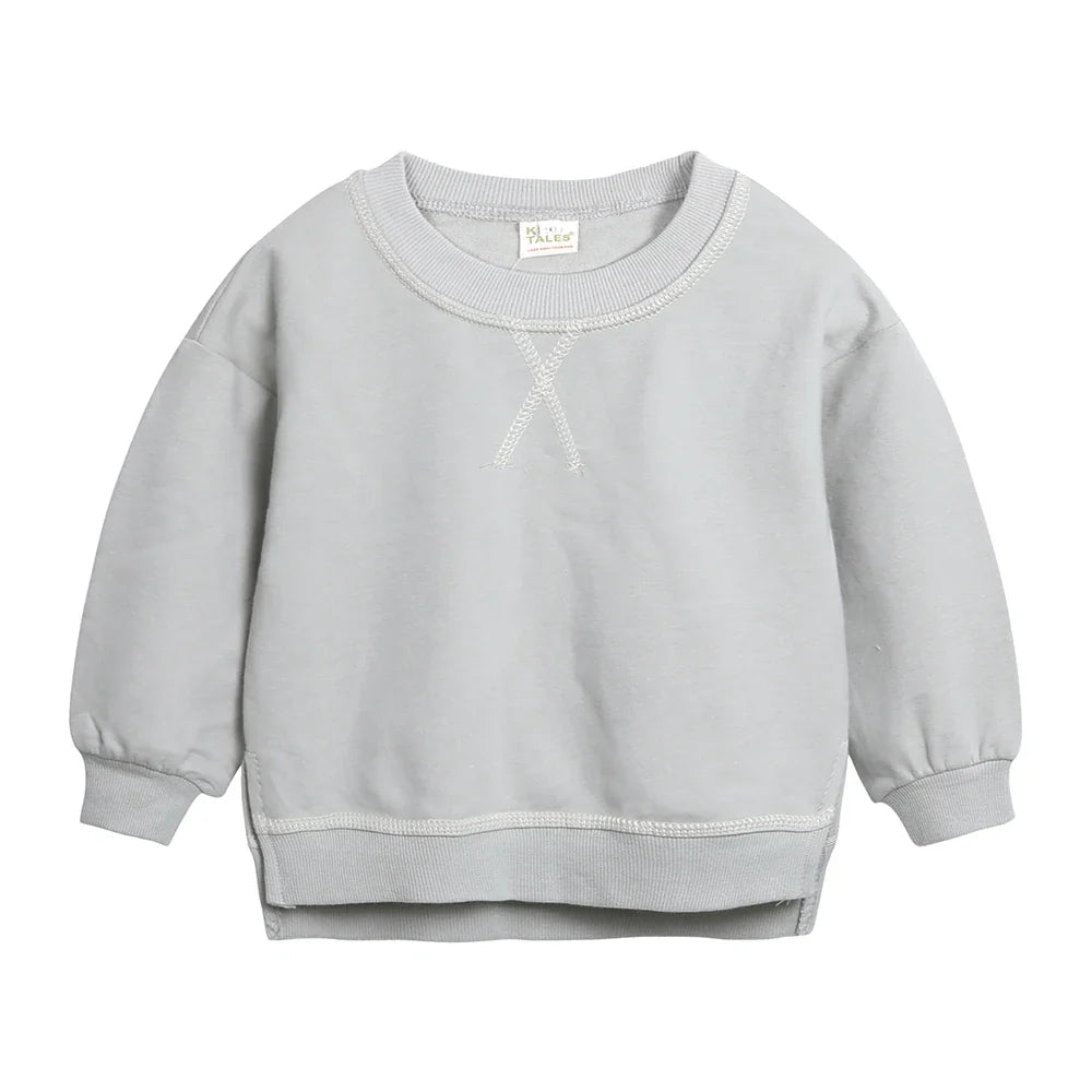 2PCS Kids Clothes Set for 1-7Y - Solid Cotton Pullover Sweatshirt & Pants, Long Sleeve Autumn Outfits for Boys & Girls