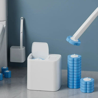 Disposable Toilet Brush Kit - Long Handle Bathroom Cleaner with Replacement Heads & Auto Lid Opening