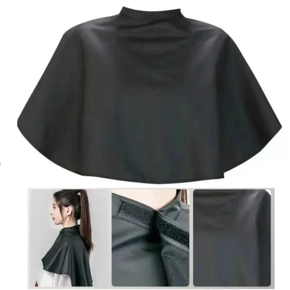 Black Short Square Waterproof Hairdressing Cape – Professional Salon Barber Hair Cutting Wrap & Dyeing Tool