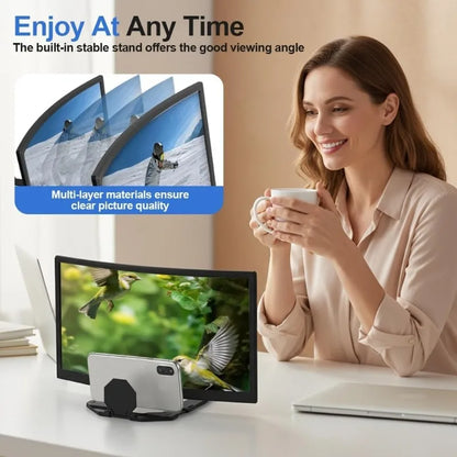12 Inch 3D Phone Screen Magnifier Stand – Ultra HD with Anti-Glare & Blue Light Filter, Portable Personal Cinema for Movies