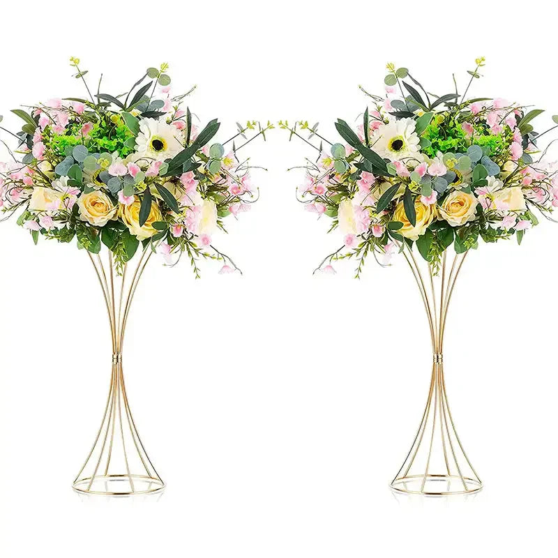 Gold Iron Flower Vase — Wedding Table Centerpiece & Home Flower Stand Decoration