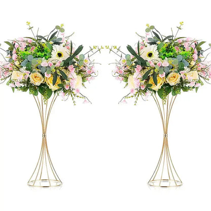 Gold Iron Flower Vase — Wedding Table Centerpiece & Home Flower Stand Decoration