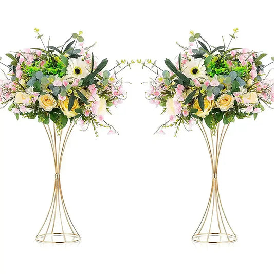 Gold Iron Flower Vase — Wedding Table Centerpiece & Home Flower Stand Decoration