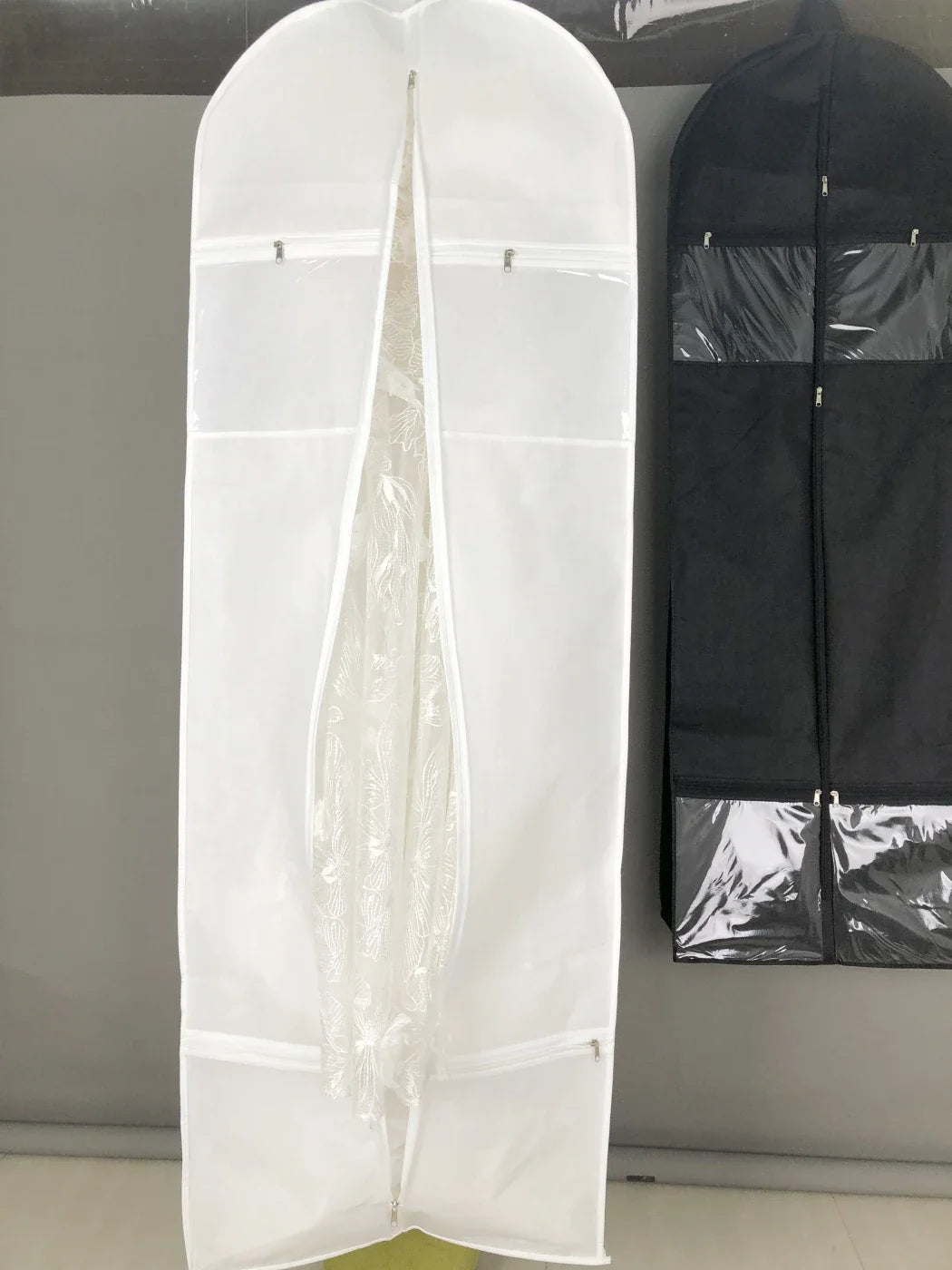 Portable 70" Wedding Dress Garment Bag — Long Dress Cover with 4 Pockets, Handles & 10" Gusset for Women