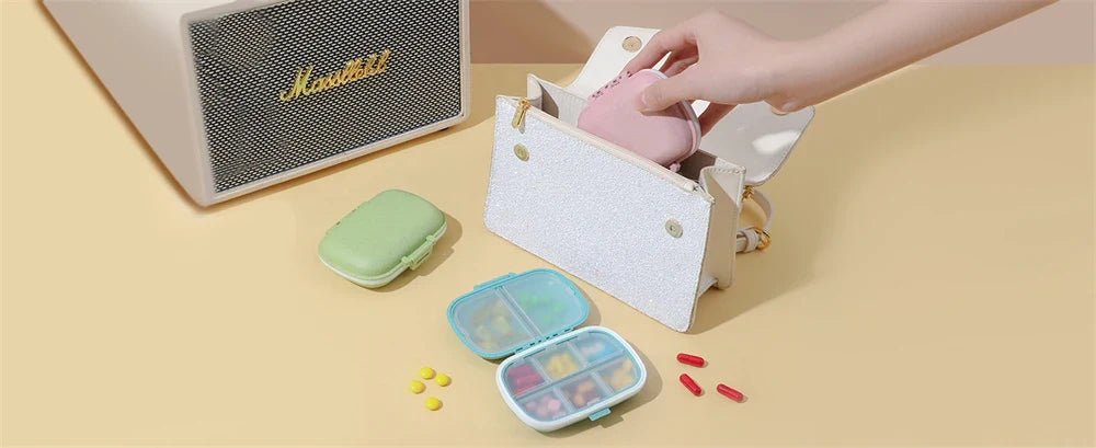 8-Compartment Travel Pill Organizer – Moisture-Proof Pill Case, Portable Medicine & Vitamin Holder for Purse
