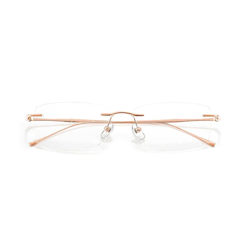 Ultra-Light Pure Titanium Rimless Glasses Frame – Anti-Blue Light Optical Frames for Men, Custom Prescription Eyeglasses